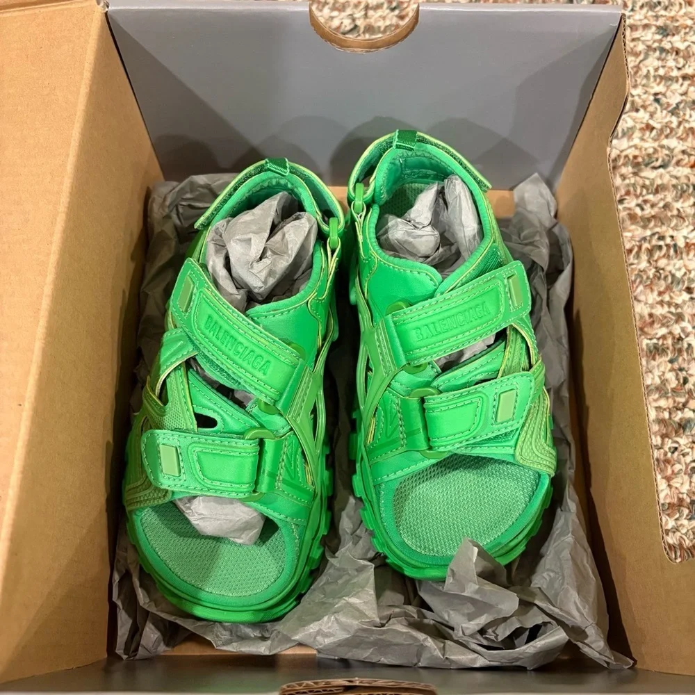 Balenciaga Kids Vibrant Green Track Sandals Sz.10